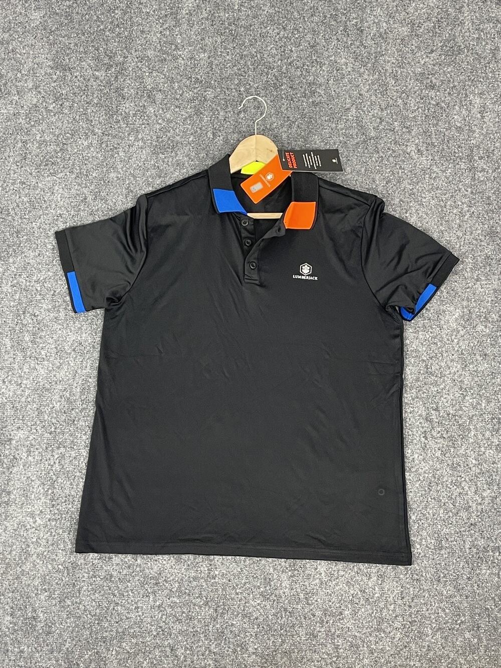 Lumberjack Polo Shirt Mens Small Color Block Black Stretch Golf NWT N306